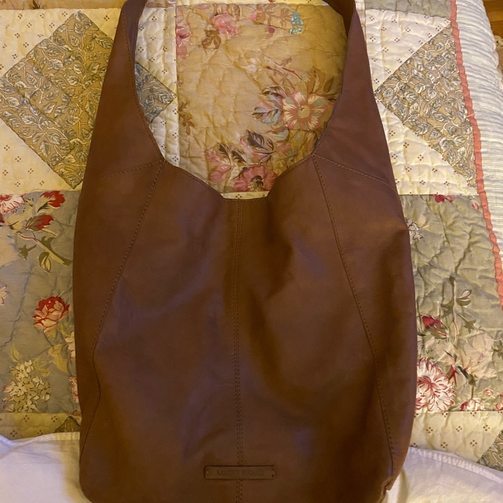 Caramel colored Lucky Brand leather hobo